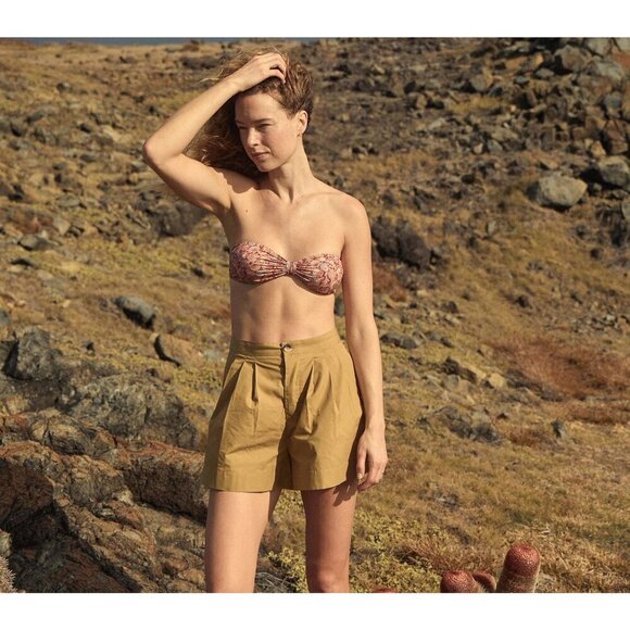 💕DOEN💕 Jade Short ~ High Waisted Cotton Poplin Shorts Bay Leaf 10 NWT - Picture 3 of 12